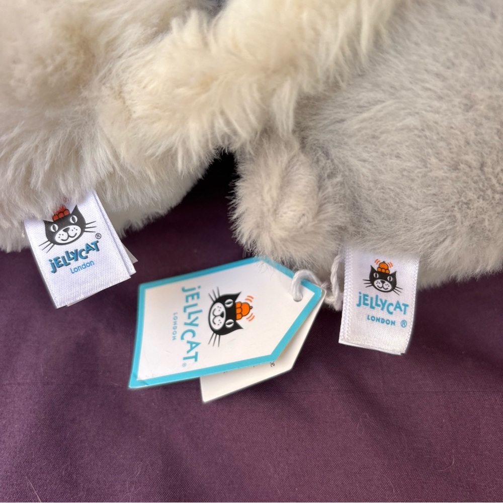Jellycat Kittens CABOODLE Cream & Grey bundle of 2 Both Retired & Rare blue eyes - Picture 7 of 9
